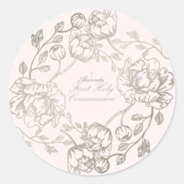 Adesivo Redondo Vinheta Floral Dourada Comunitária