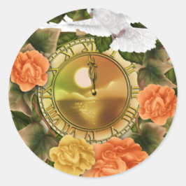 Adesivo Redondo Vinheta Floral e Dove Watch