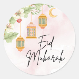 Adesivo Redondo Vinheta Floral Eid Mubarak