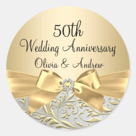 Adesivo Redondo Vinheta Floral Floral de 50 anos do Arco Dourado