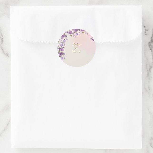 Adesivo Redondo vinheta floral lilac (Bolsa)