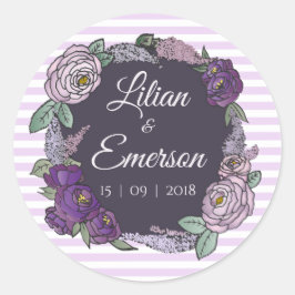 Adesivo Redondo Vinheta Floral Lilac-Strike Elegante e Lavanda