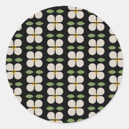 Adesivo Redondo Vinheta Floral Preta e Branca - Bloqueio e Vinheta