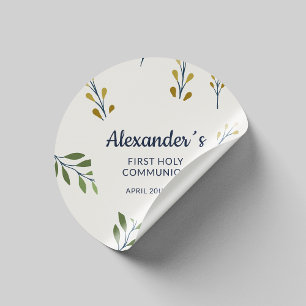 Adesivo Redondo Vinheta Floral Primeira Comunitária Personalizada