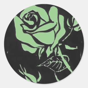 Adesivo Redondo Vinheta Floral "Rosa Verde"