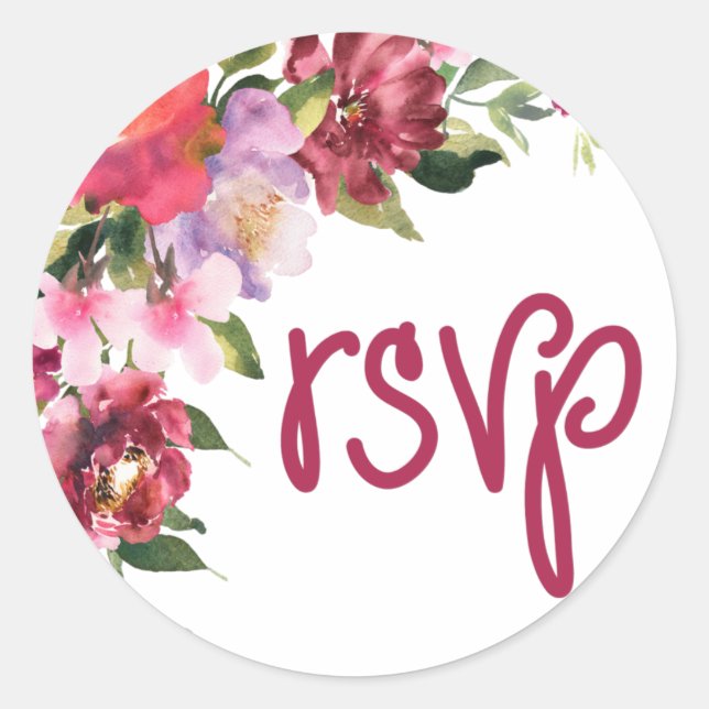 Adesivo Redondo Vinheta floral RSVP (Frente)