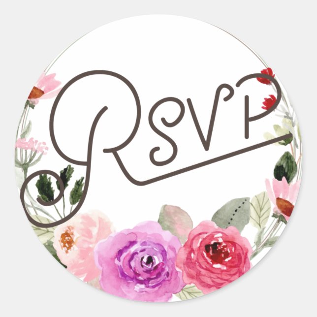 Adesivo Redondo Vinheta floral RSVP (Frente)