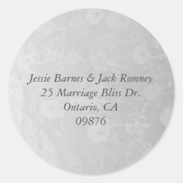 Adesivo Redondo Vinheta Floral Silvery de Endereço de Devolução
