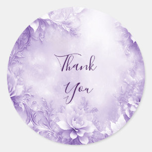 Adesivo Redondo Vinheta Flores Brancas Roxas