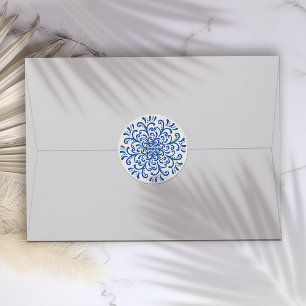 Adesivo Redondo Vinheta Flourada Azul Whimsical