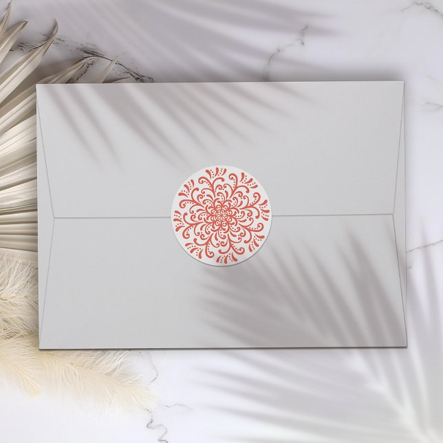 Adesivo Redondo Vinheta Flourada Laranja-Whimsical (Criador carregado)