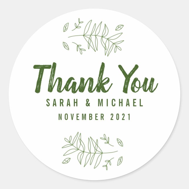 Adesivo Redondo Vinheta Folha de Folha de Amor para Sempre (Frente)