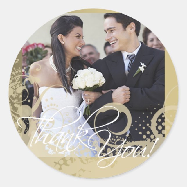 Adesivo Redondo Vinheta Fotográfica (Grungy Floral) (Frente)