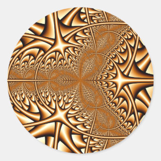 Adesivo Redondo Vinheta Fractal de Bronze