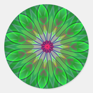 Adesivo Redondo Vinheta Fractal Decal Verde da Daisy Mandala