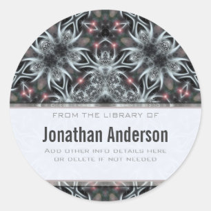 Adesivo Redondo Vinheta Fractal Fractal de Prata