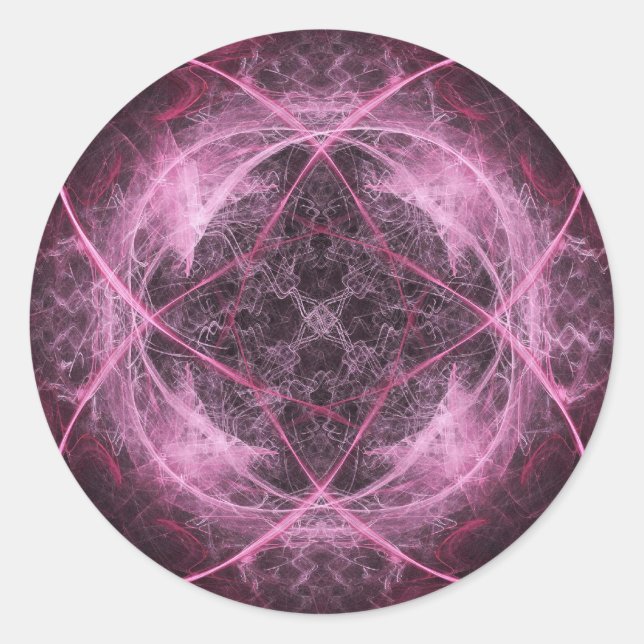 Adesivo Redondo Vinheta Fractal Insanável Rosa (Frente)