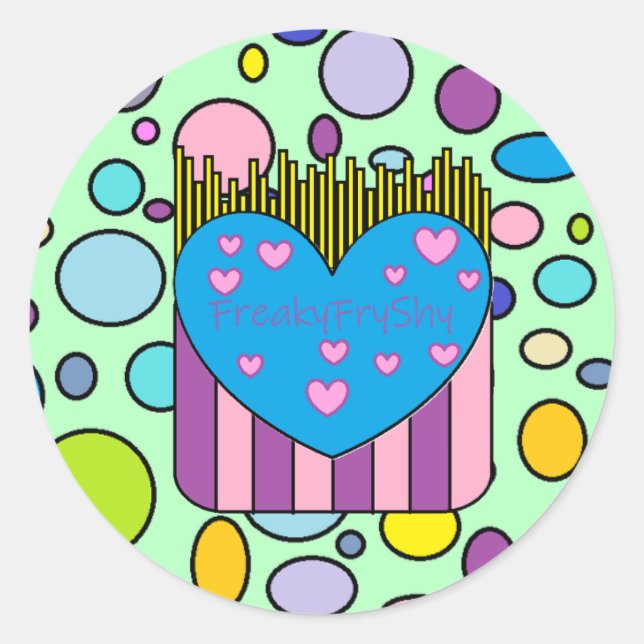 Adesivo Redondo Vinheta FreakyFryShy (Frente)