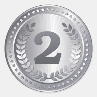 Adesivo Redondo Vinheta ganhadora do segundo de medalha de prata
