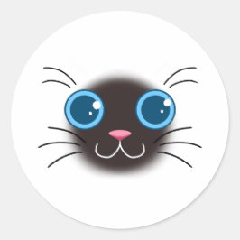 Adesivo Redondo Vinheta Gato Siamês