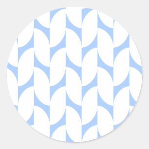 Adesivo Redondo Vinheta Geométrica Azul e Branco Moderno