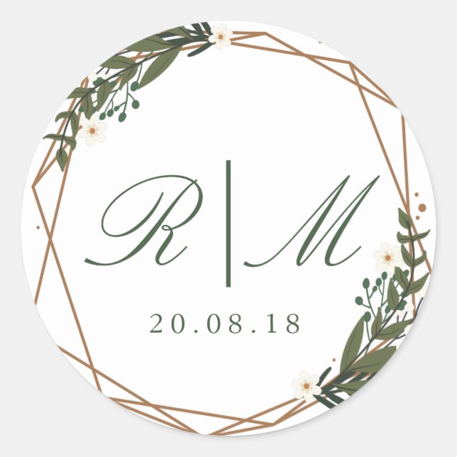 Adesivo Redondo vinheta geométrica floral (Frente)