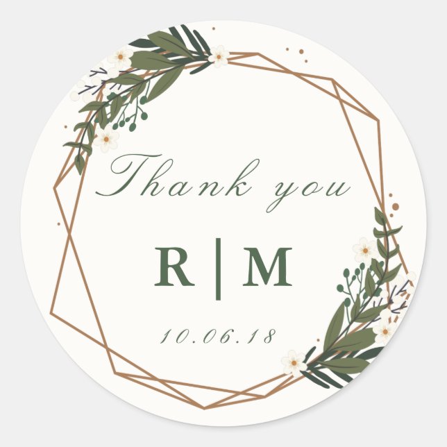 Adesivo Redondo vinheta geométrica floral (Frente)