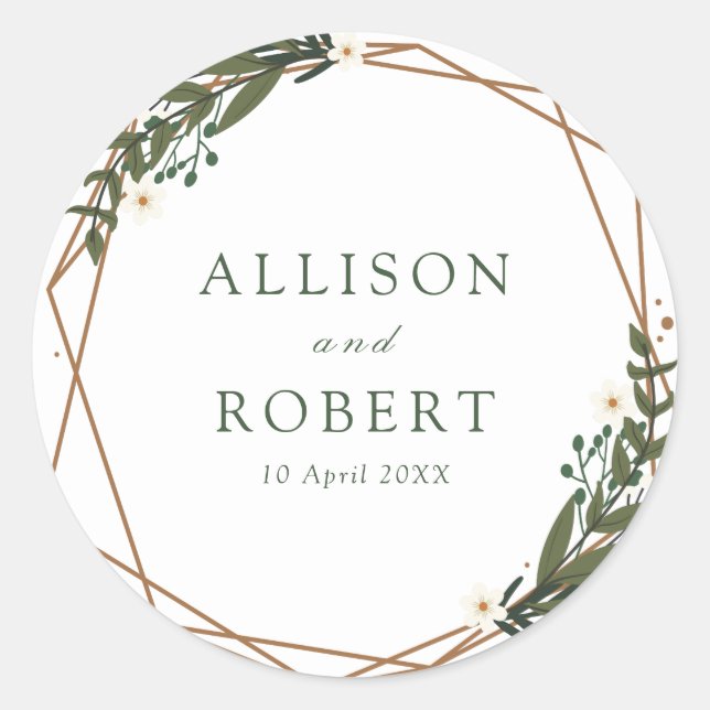 Adesivo Redondo vinheta geométrica floral (Frente)