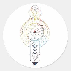 Adesivo Redondo Vinheta Geométrica Sagrada