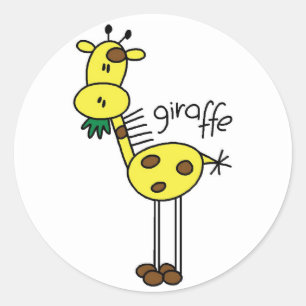 Adesivo Redondo Vinheta Giraffe Figura Sticker