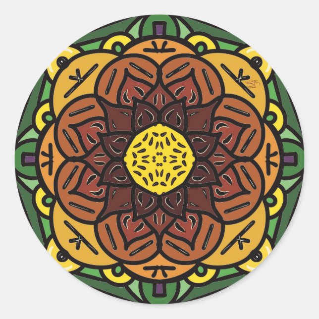 Adesivo Redondo Vinheta girassol (Frente)