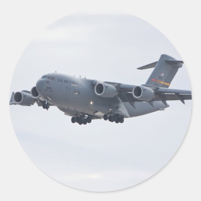 Adesivo Redondo Vinheta Globemaster C-17 (Frente)