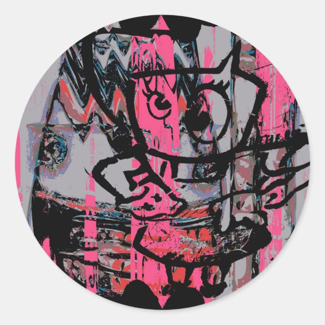 Adesivo Redondo vinheta gráfica do grafite grunge (Frente)