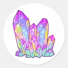Adesivo Redondo Vinheta grande de cristal arco-íris espumante
