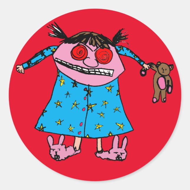 Adesivo Redondo Vinheta Grump Girl (Frente)