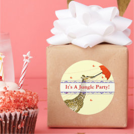 Adesivo Redondo Vinheta-guarda-chuva Vermelha, Girafa voadora