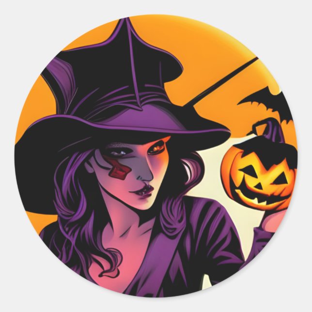 Adesivo Redondo Vinheta Halloween (Frente)