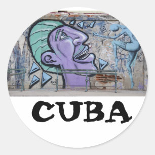 Adesivo Redondo Vinheta Havana Cuba Graffitti