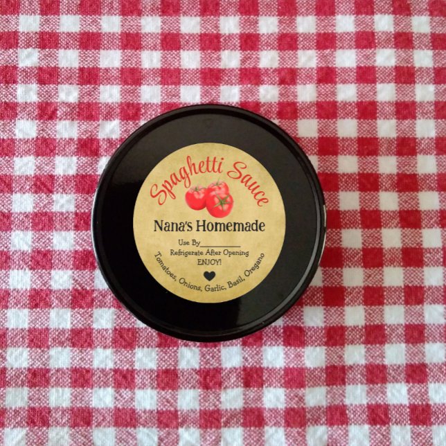 Adesivo Redondo Vinheta Homemade de Molho de Espaguete (Criador carregado)