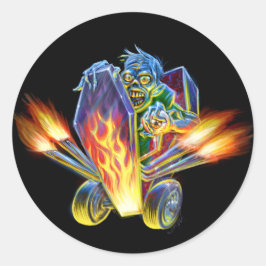 Adesivo Redondo Vinheta Hotrod Zombie