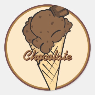 Adesivo Redondo Vinheta Icecream de Chocolate