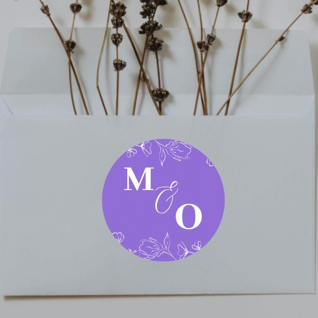 Adesivo Redondo Vinheta inicial de casamento personalizado com flo (Criador carregado)