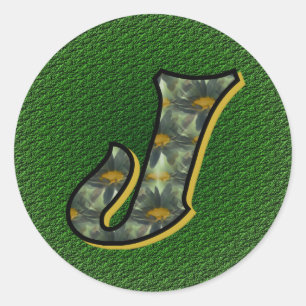 Adesivo Redondo Vinheta inicial J Black Daisiers monograma