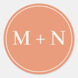 Adesivo Redondo Vinheta inicial laranja personalizada com monogram