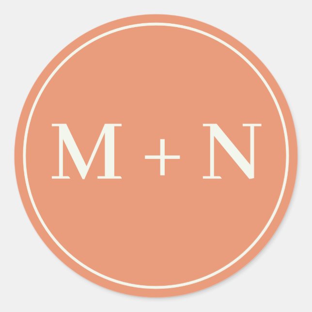 Adesivo Redondo Vinheta inicial laranja personalizada com monogram (Frente)