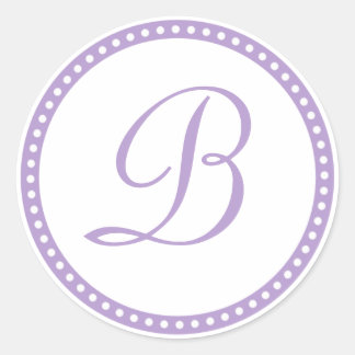 Adesivo Redondo Vinheta inicial monograma de ponto roxo simples