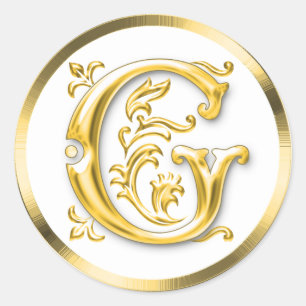 Adesivo Redondo Vinheta inicial redonda G em Dourado