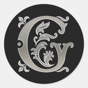 Adesivo Redondo Vinheta inicial redonda G em prata