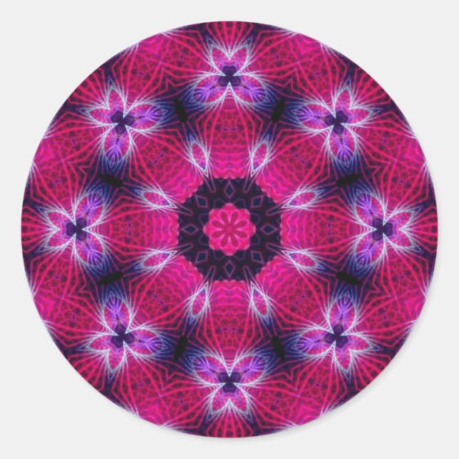 Adesivo Redondo Vinheta Intriciante Rosa (Frente)