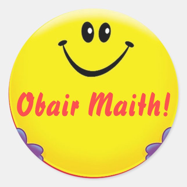 Adesivo Redondo Vinheta irlandesa de recompensa Obair Maith = Bom  (Frente)